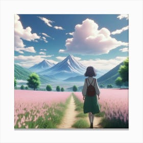 Anime Girl In A Field 1 Canvas Print