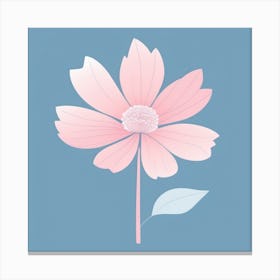 A White And Pink Flower In Minimalist Style Square Composition 27 Canvas Print