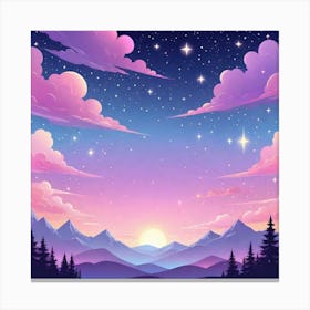 Sky With Twinkling Stars In Pastel Colors Square Composition 71 Canvas Print
