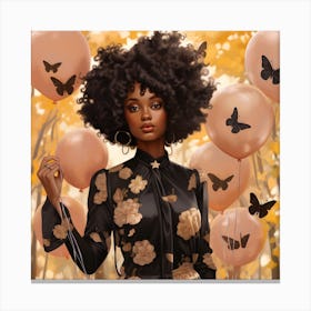 Afro Girl With Balloons Canvas Print