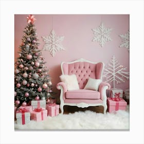 Pink Christmas Room 1 Canvas Print