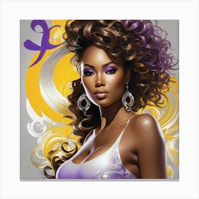 Black Woman With Purple Hair Canvas Print