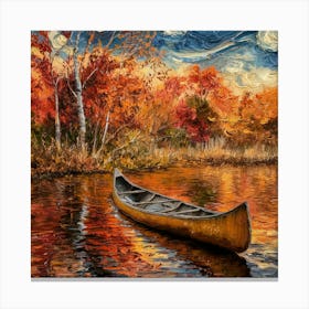 Canoe In The Fall Canvas Print