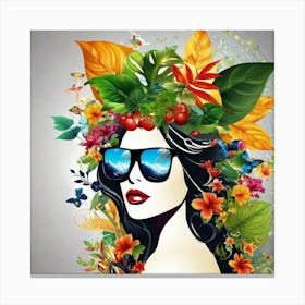 Woman With Flowers On Her Head 1 Canvas Print