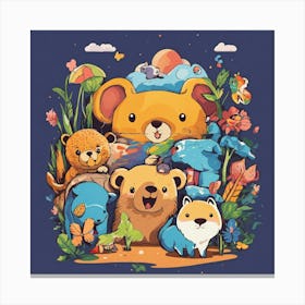 Playful Kids Animal Tshirt Design (2) Canvas Print