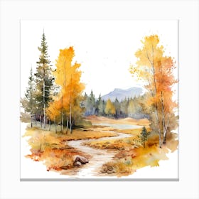 Watercolor Autumn Forest 6 Canvas Print