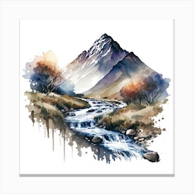 Watercolor Mountain Stream 1 Canvas Print