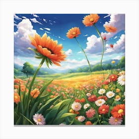 Field Of Daisies Canvas Print