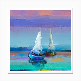 Sailboats.Printed wall painting, high-level art. Canvas Print