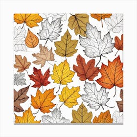 Autumn Leaves Seamless Pattern 13 Canvas Print