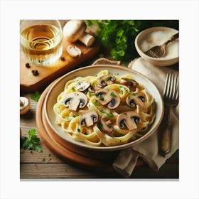 Pasta With Mushrooms And Wine Canvas Print