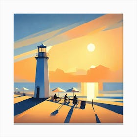 Sunset At The Lighthouse 3 Canvas Print