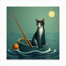 Cat In A Boat Canvas Print