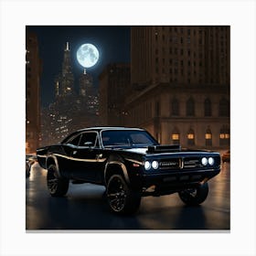 2024 Dodge Gharghar Black With A Nighttime Downtown Background And Moonlight Landscape By Jacob Canvas Print