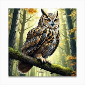 Owl In The Forest 160 Canvas Print