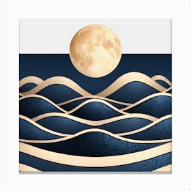 Moon And Waves 34 Canvas Print