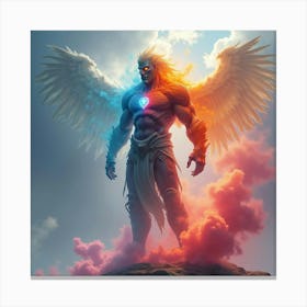 Titan With A Rainbow Watercolor Aura, Majestic Presence 1 Canvas Print