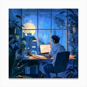 Night In The Office Canvas Print