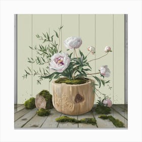 Peonies In A Pot 2 Canvas Print