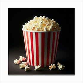 Popcorn On A Black Background Canvas Print