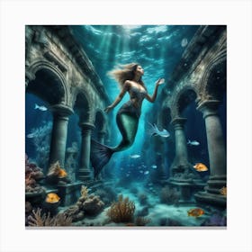 Cool Underwater mermaid, mystical 1 Canvas Print