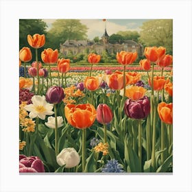 Tulips In The Garden 15 Canvas Print