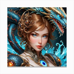 Woman With A Dragon dub Canvas Print