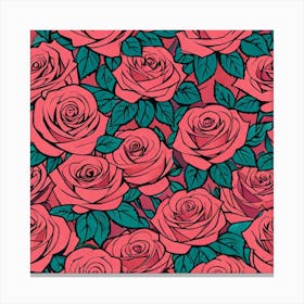 Roses Seamless Pattern 8 Canvas Print
