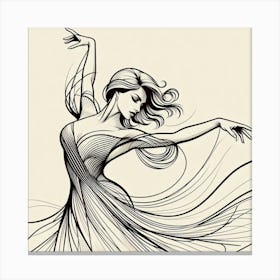 Line Art Latin Dancer 1 Canvas Print