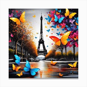 Paris With Butterflies 25 Canvas Print