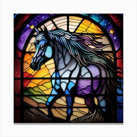 Horse stained glass Canvas Print