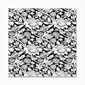 Black And White Floral Pattern 1 Canvas Print