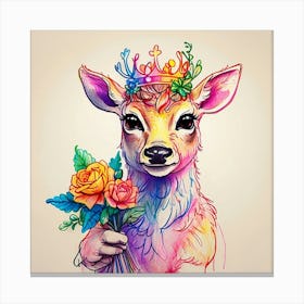 Deer With Crown Canvas Print