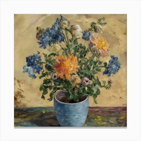 Flowers In A Blue Vase 4 Canvas Print