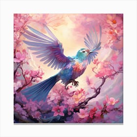 Bird In Cherry Blossoms Canvas Print