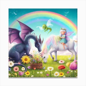 Fairy And Dragon Canvas Print