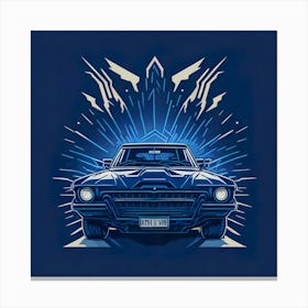 Car Blue Artwork Of Graphic Design Flat (86) Canvas Print