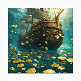 Pirate Ship With Gold Coins 3 Canvas Print