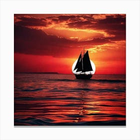 Sailboat At Sunset 4 Canvas Print