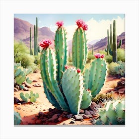 Cactus In The Desert Canvas Print