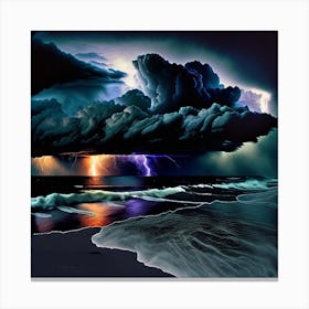 Lightning Over The Ocean Canvas Print