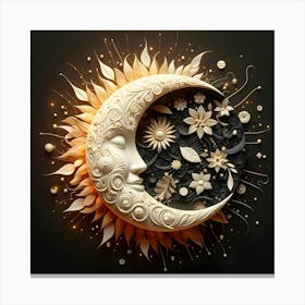 Moon With Flowers 3 Canvas Print