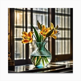 Lilies In A Vase 6 Canvas Print