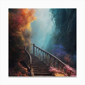Stairs Leading To A Forest Canvas Print