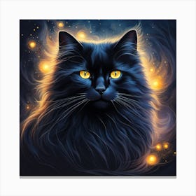 Black Cat With Yellow Eyes 2 Canvas Print