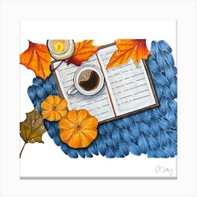 Blue Sweater Autumn. 1 Canvas Print