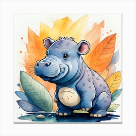 Happy Lil Hippo Canvas Print