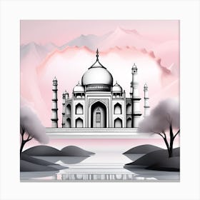 Taj Mahal hues of Pink Landscape Canvas Print