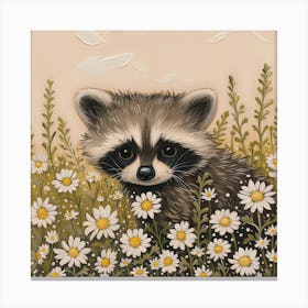 Baby Raccoon Fairycore Painting 3 Canvas Print