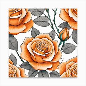 Orange Roses Seamless Pattern 2 Canvas Print